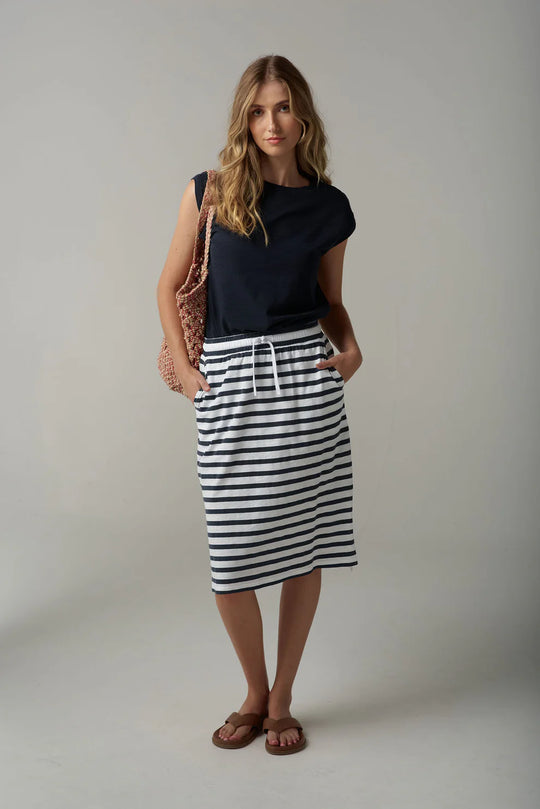C1557-26-S25 Stripe Draw String Skirt
