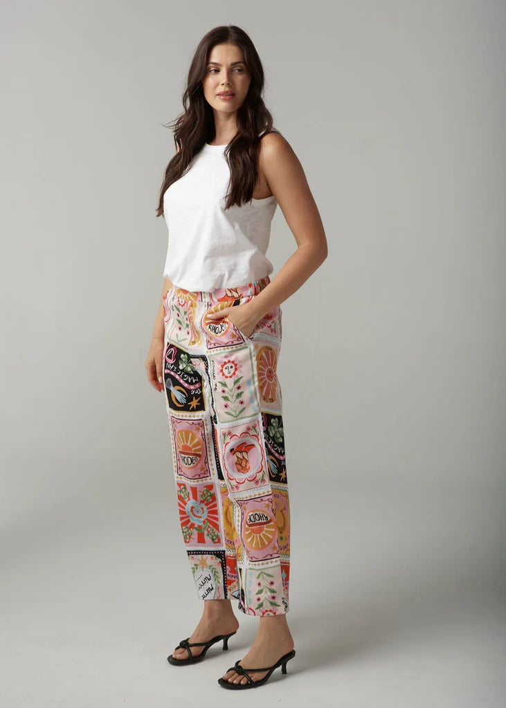 C1565227S25 Cloth + Paper + Scissors Rodeo Print Cropped Pant
