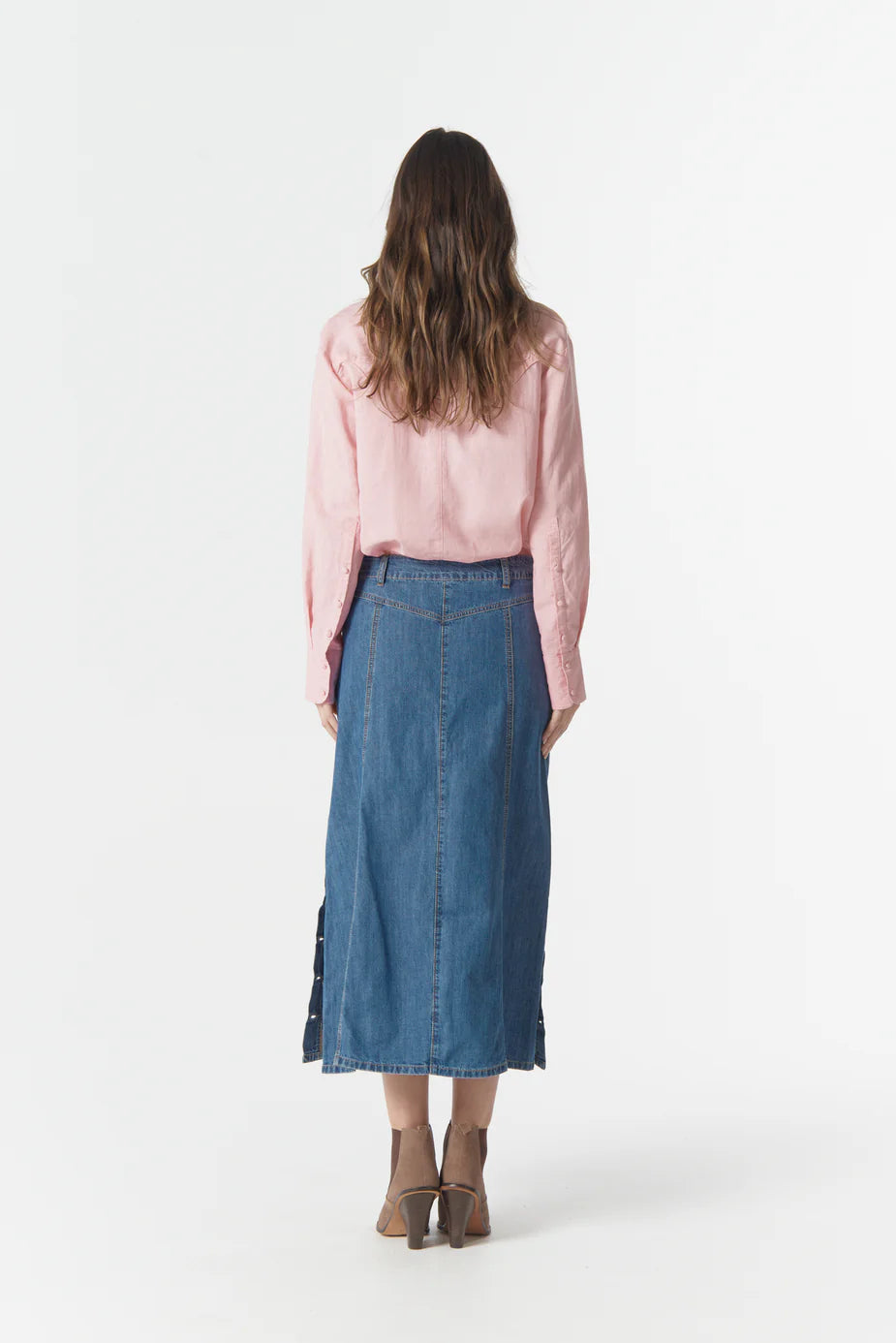 C1567-W26 High Road Denim Skirt | Denim Blue