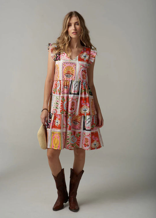C1636227S25 Cloth + Paper + Scissors Rodeo Print Mini Sundress