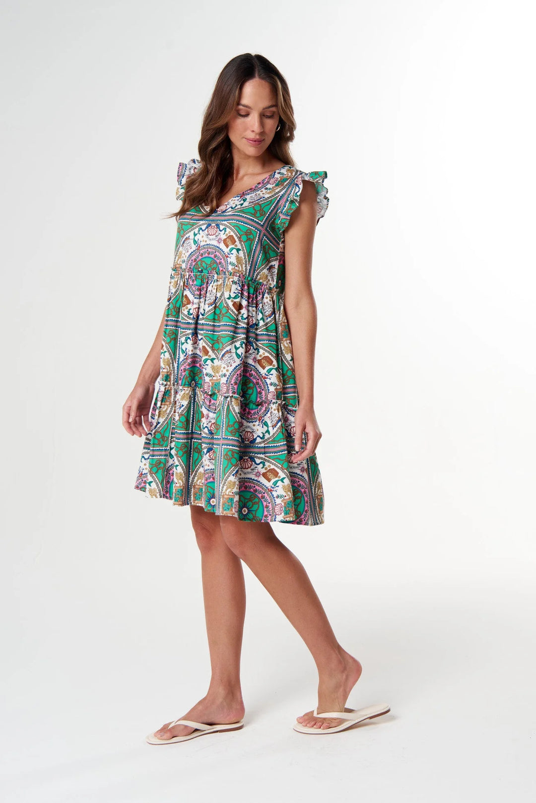 C1636-257-S26 Chill Mini Cotton Sundress |  Smooth Sailing Print