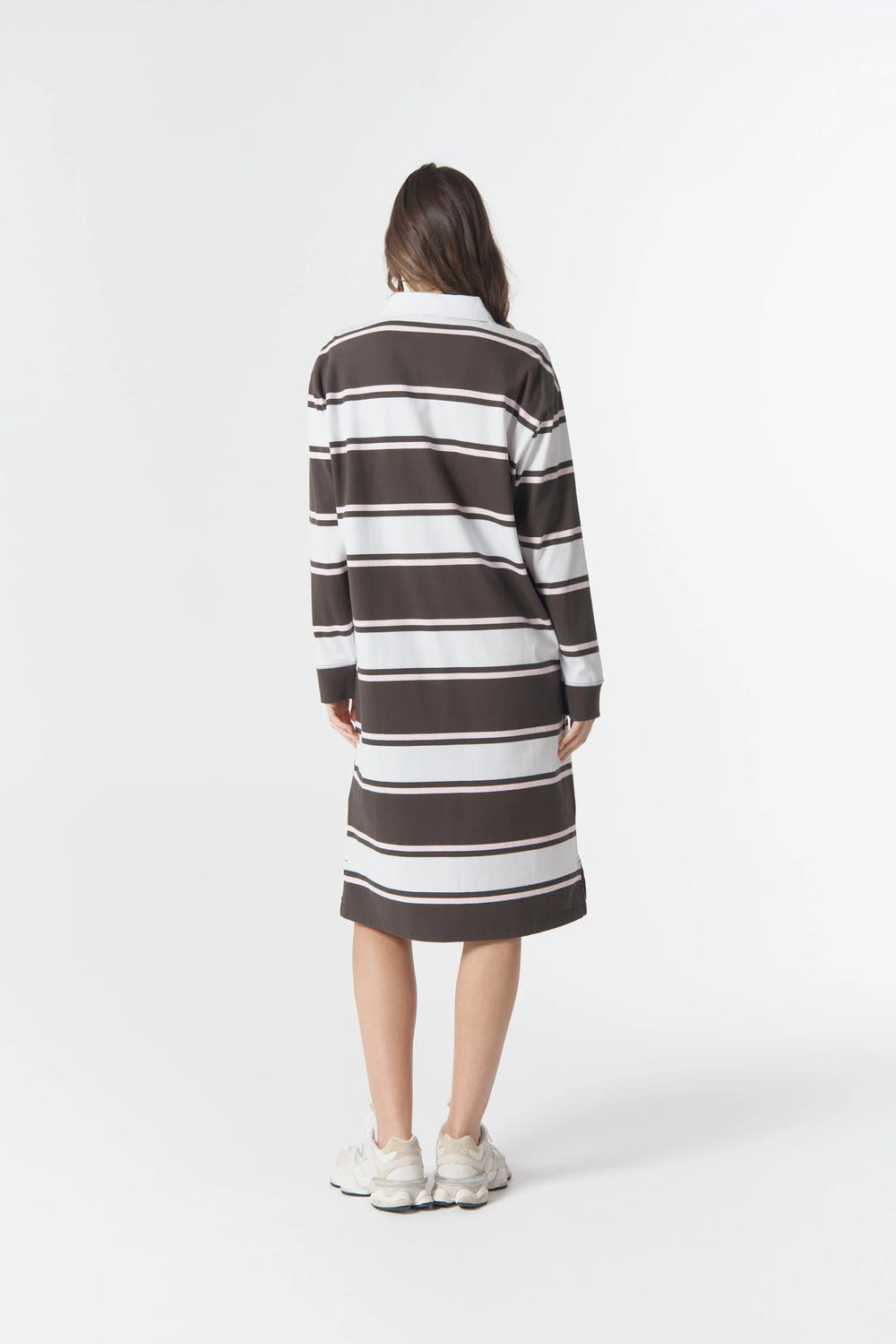C1644-58-W26 The Go To Rugby Dress - Chocolate Torte/Pink