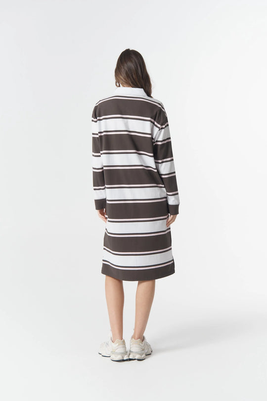 C1644-58-W26 The Go To Rugby Dress - Chocolate Torte/Pink