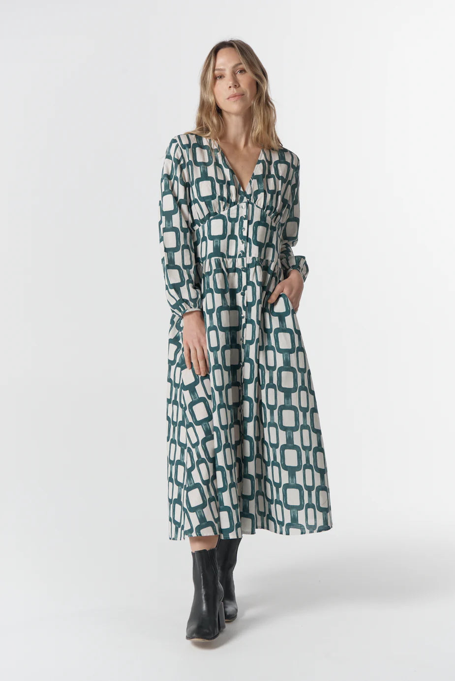 C1645-253-W26 The Festival Dress - Chain Print | Green