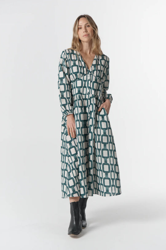 C1645-253-W26 The Festival Dress - Chain Print | Green