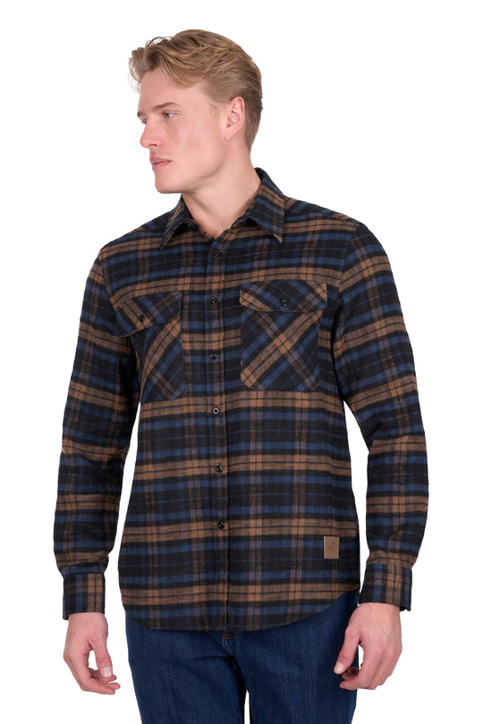 D6W1116206 Mens Hunter Thrml LS Shirt | Navy/Dark Tan