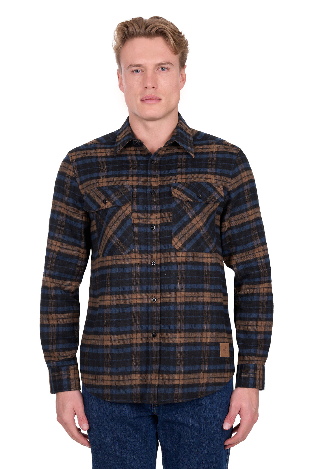 D6W1116206 Mens Hunter Thrml LS Shirt | Navy/Dark Tan