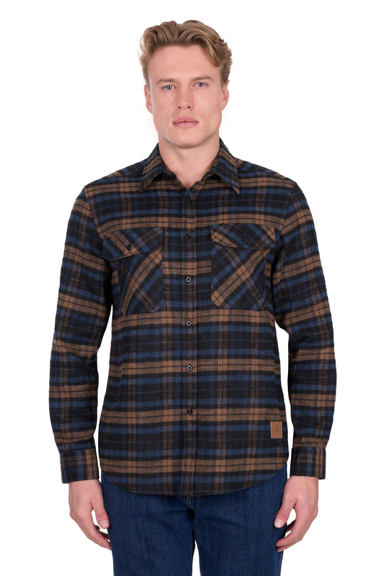 D6W1116206 Mens Hunter Thrml LS Shirt | Navy/Dark Tan
