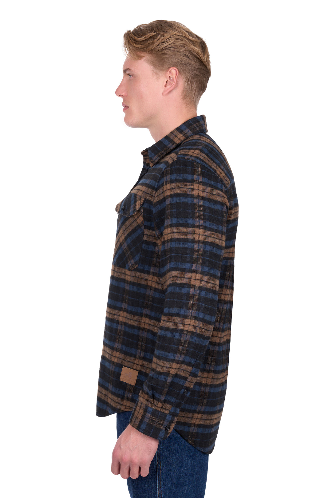 D6W1116206 Mens Hunter Thrml LS Shirt | Navy/Dark Tan