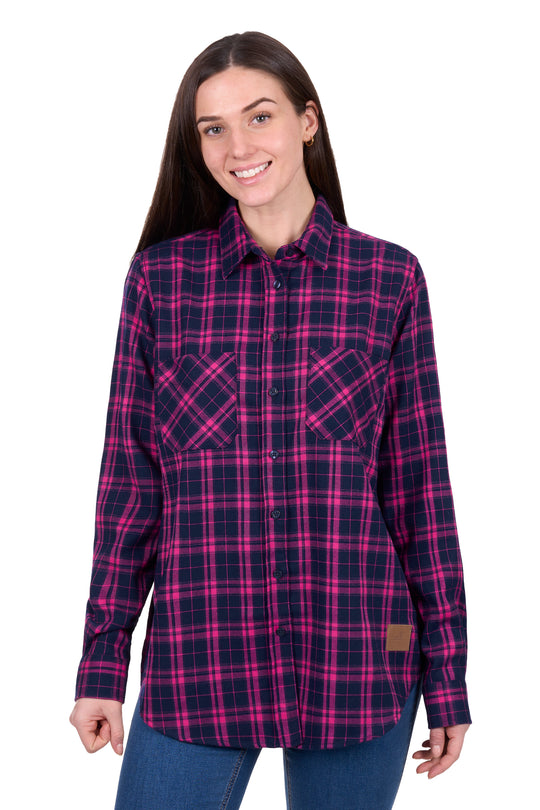 D6W2150116 Wmns Syble Thermal Long Sleeve Shirt | Pink/Navy