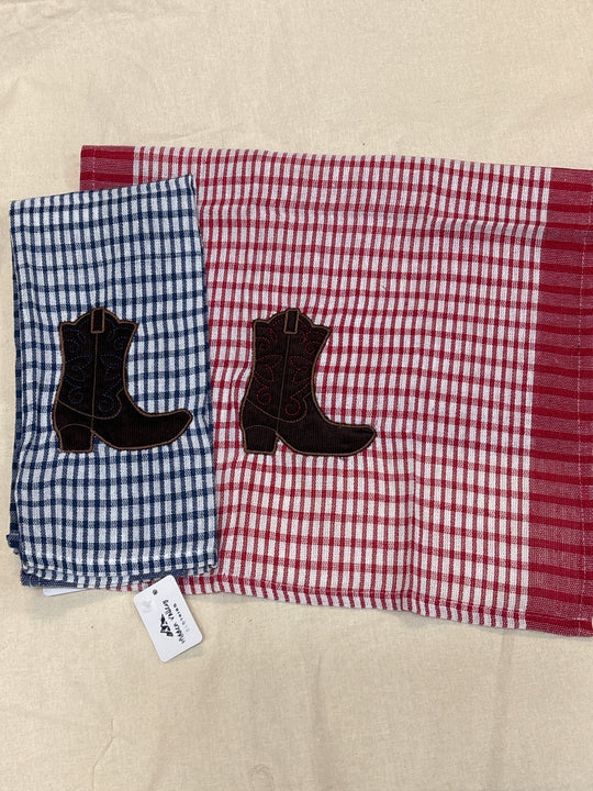 HVC 1432185 Embroided Boot Tea Towel