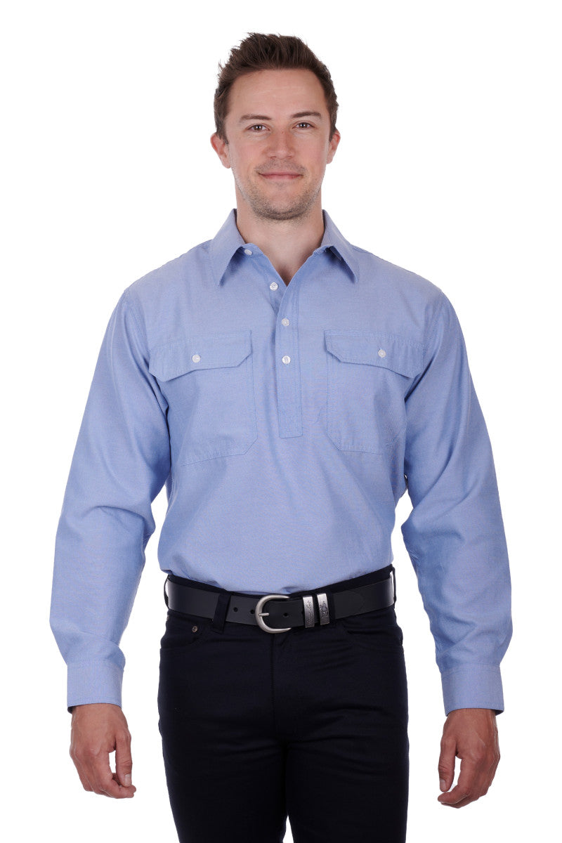 H3S1101182 Mens Jackson 1/2 Plk Ls Shirt | Blue