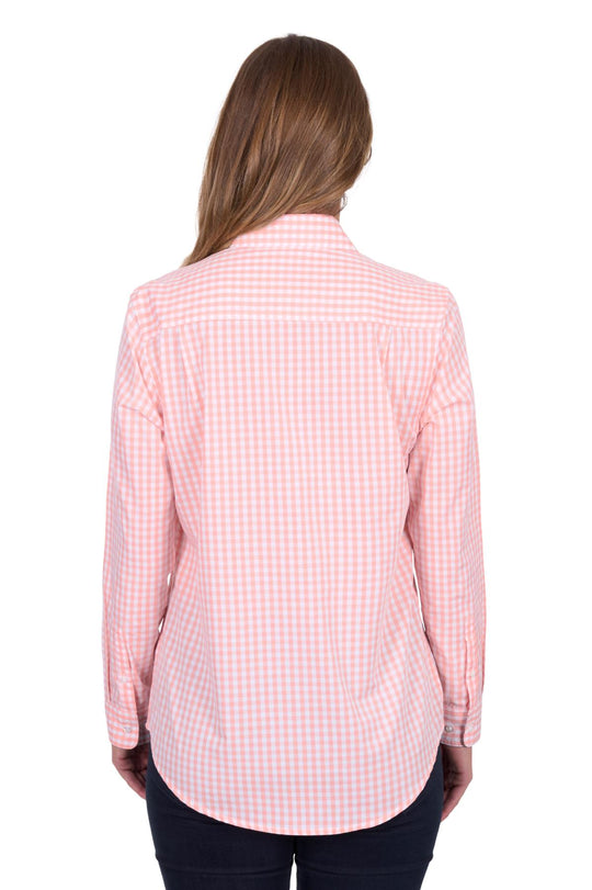 H5S2101122 Wmns Jen 1/2 Plkt LS Shirt | Coral