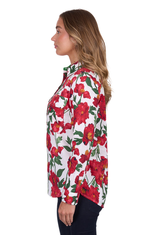 H5S2101126 Women's Zoe Half Placket Long Sleeve Shirt | Multi