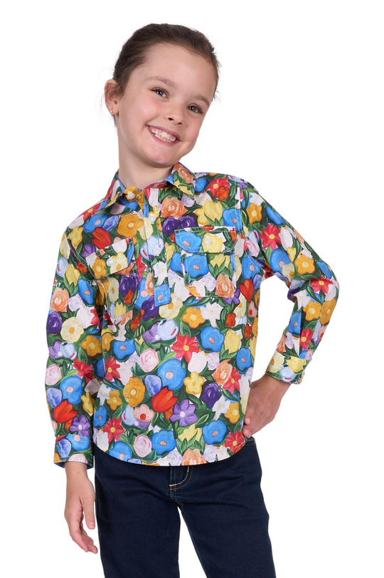 H5S7101124 Kids Delia 1/2 PLKT LS Shirt | Multi
