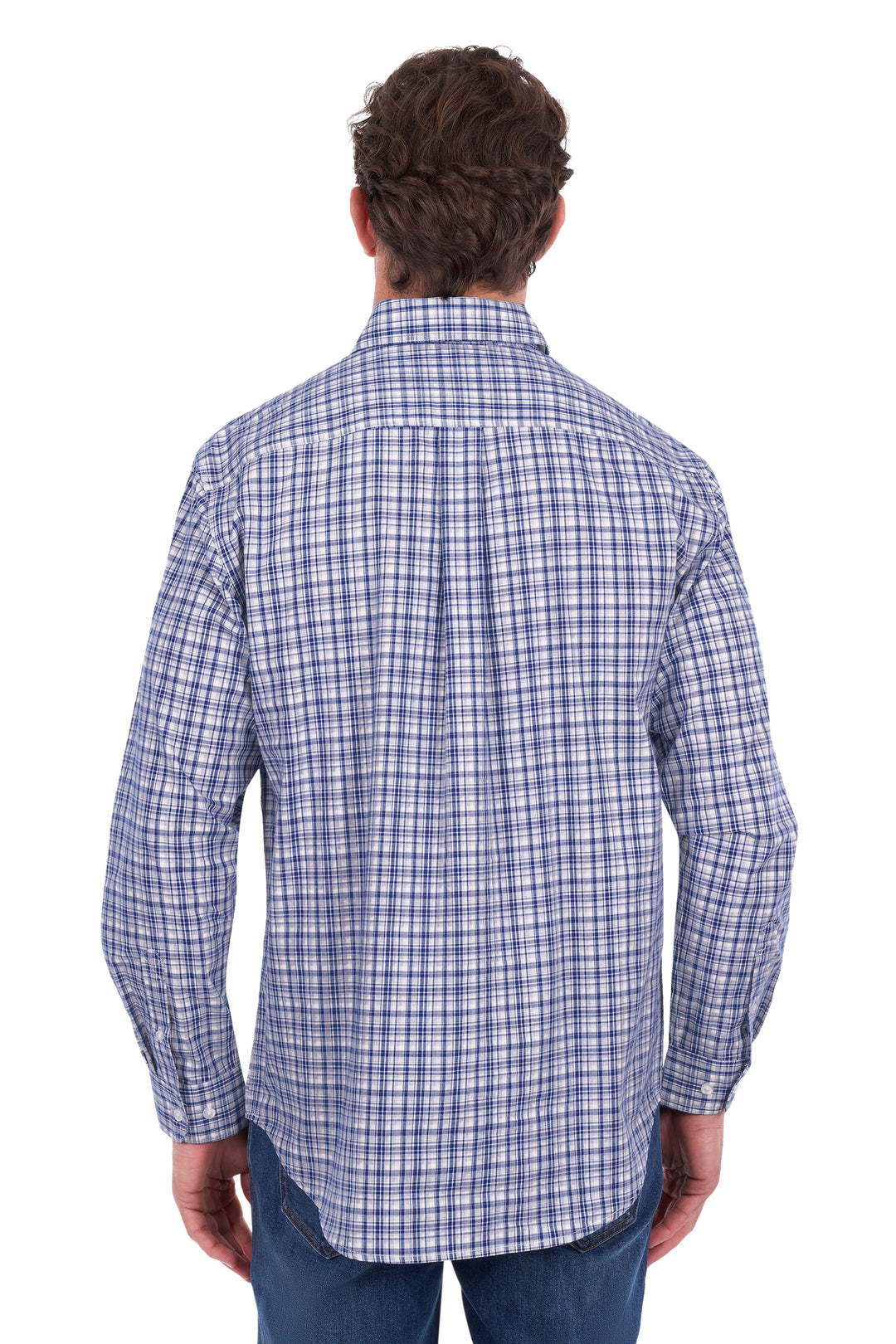 H6S1126186 Men’s Brooks Half Placket Long Sleeve Shirt | Blue / White