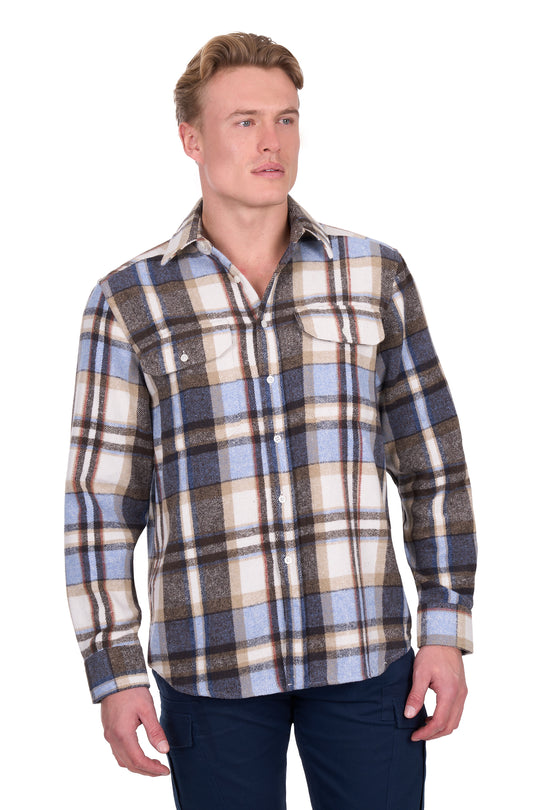 H6W1116283 Men's Victor Thermal Long Sleeve Shirt | Tan / Light Blue