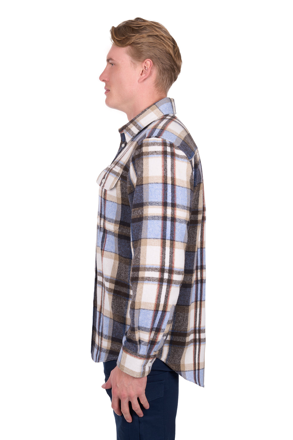 H6W1116283 Men's Victor Thermal Long Sleeve Shirt | Tan / Light Blue