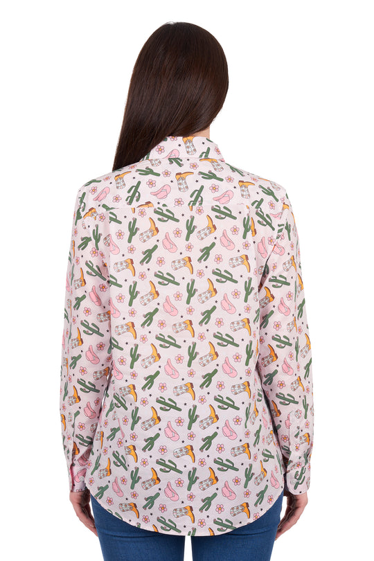 H6W2101170 Women's Cleo Half Placket Long Sleeve Shirt | Pink