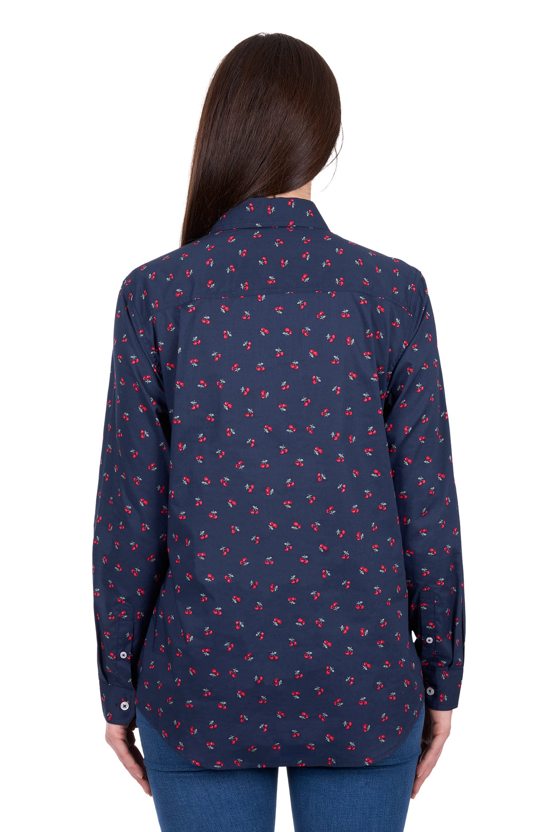 H6W2101175 Women's Cherry 1/2 Placket LS Shirt | DarK Navy