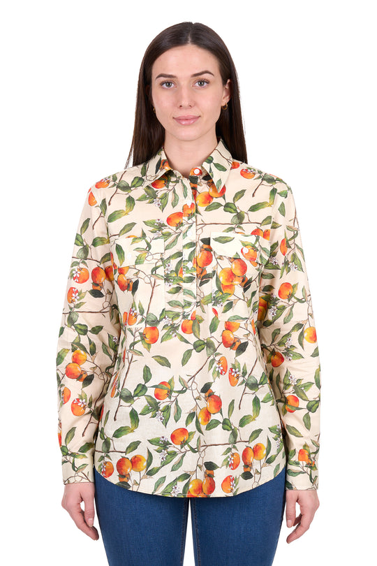 H6W2101180 Women's Zia Half Placket Long Sleeve Shirt |Light Green