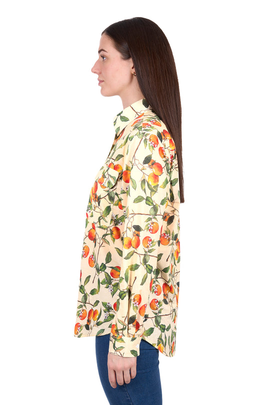 H6W2101180 Women's Zia Half Placket Long Sleeve Shirt |Light Green