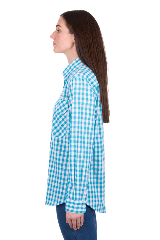 H6W2149193 Wmns Fay Full PLKT LS Shirt | Blue/White