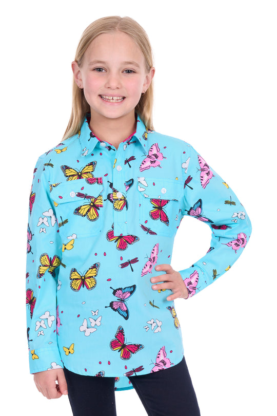 H6W7101165 Kids Iva 1/2 Plkt LS Shirt | Blue