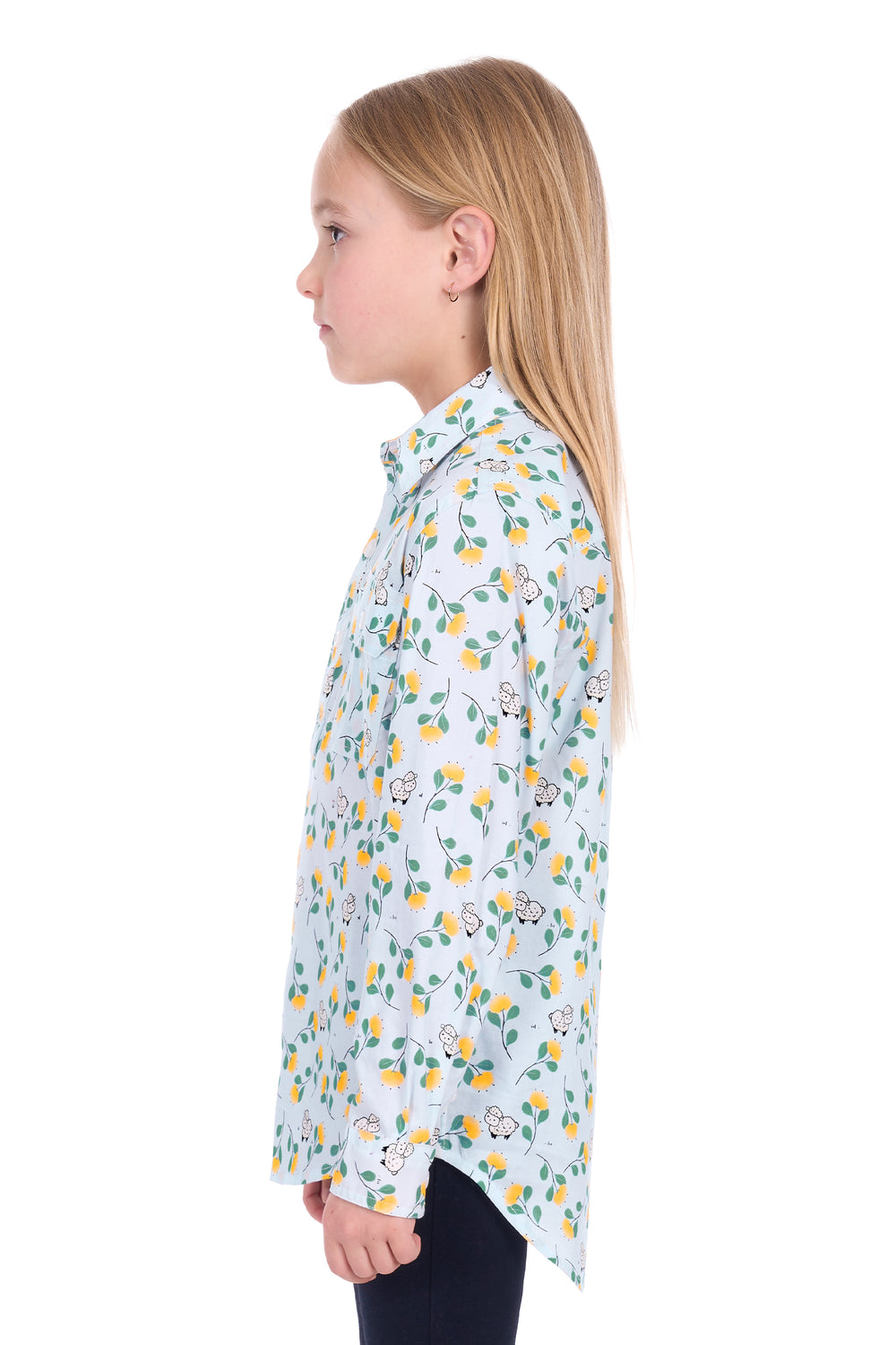 H6W7101166 Kid's Suzie Half Placket Long Sleeve Shirt | Light Blue