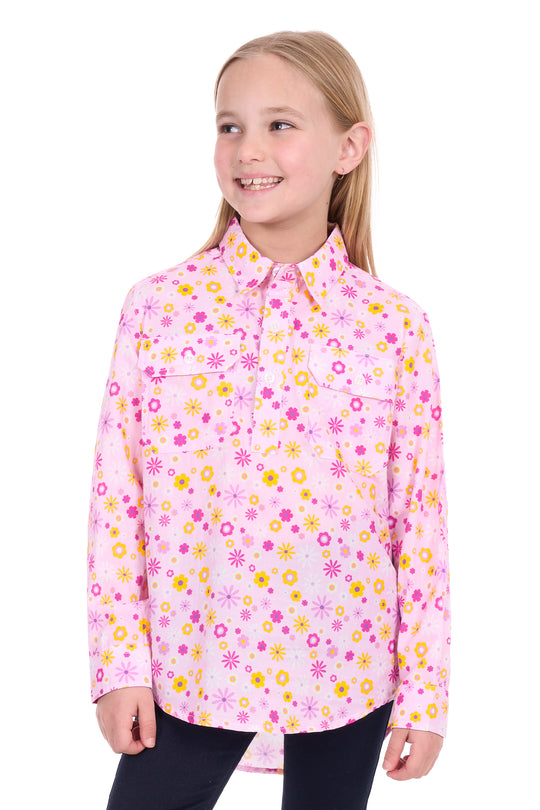 H6W7101167 Kids Daisy 1/2 Plkt LS Shirt | Pink