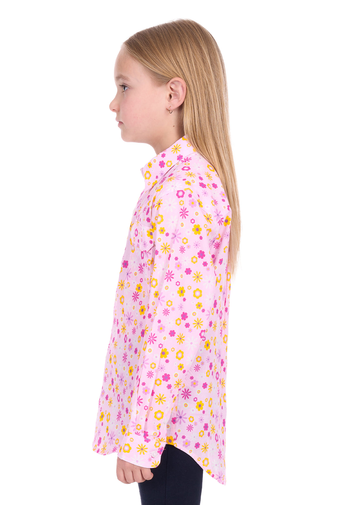 H6W7101167 Kids Daisy 1/2 Plkt LS Shirt | Pink