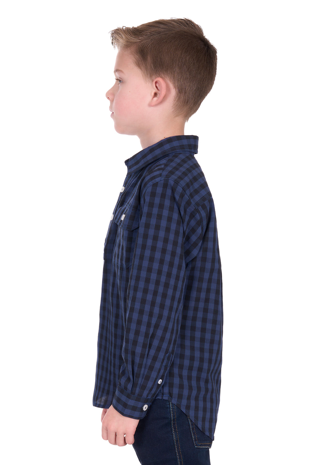 H6W7101189 Kids Nash 1/2 PLKT LS Shirt | Naby/Black