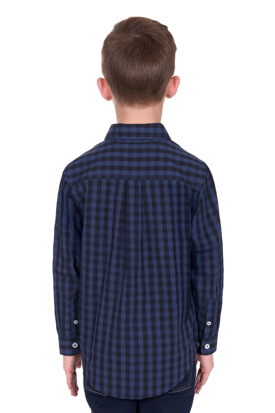 H6W7101189 Kids Nash 1/2 PLKT LS Shirt | Naby/Black
