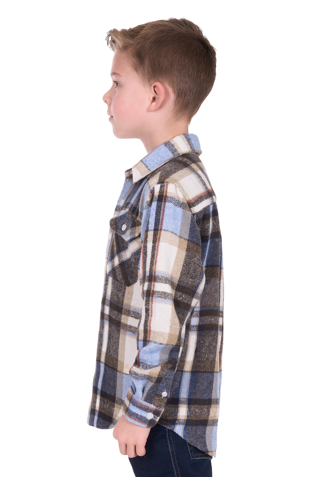 H6W7115283 Kid's Victor Thermal Long Sleeve Shirt | Tan / Blue