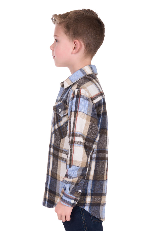 H6W7115283 Kid's Victor Thermal Long Sleeve Shirt | Tan / Blue