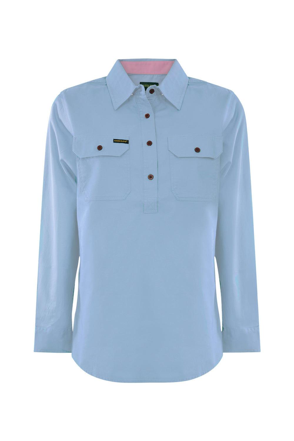 HCP2105002 Women's Half Placket Light Cotton L/S  Pastel Shirt