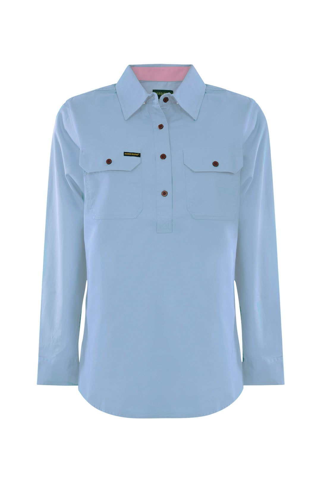 HCP2105002 Women's Half Placket Light Cotton L/S  Pastel Shirt