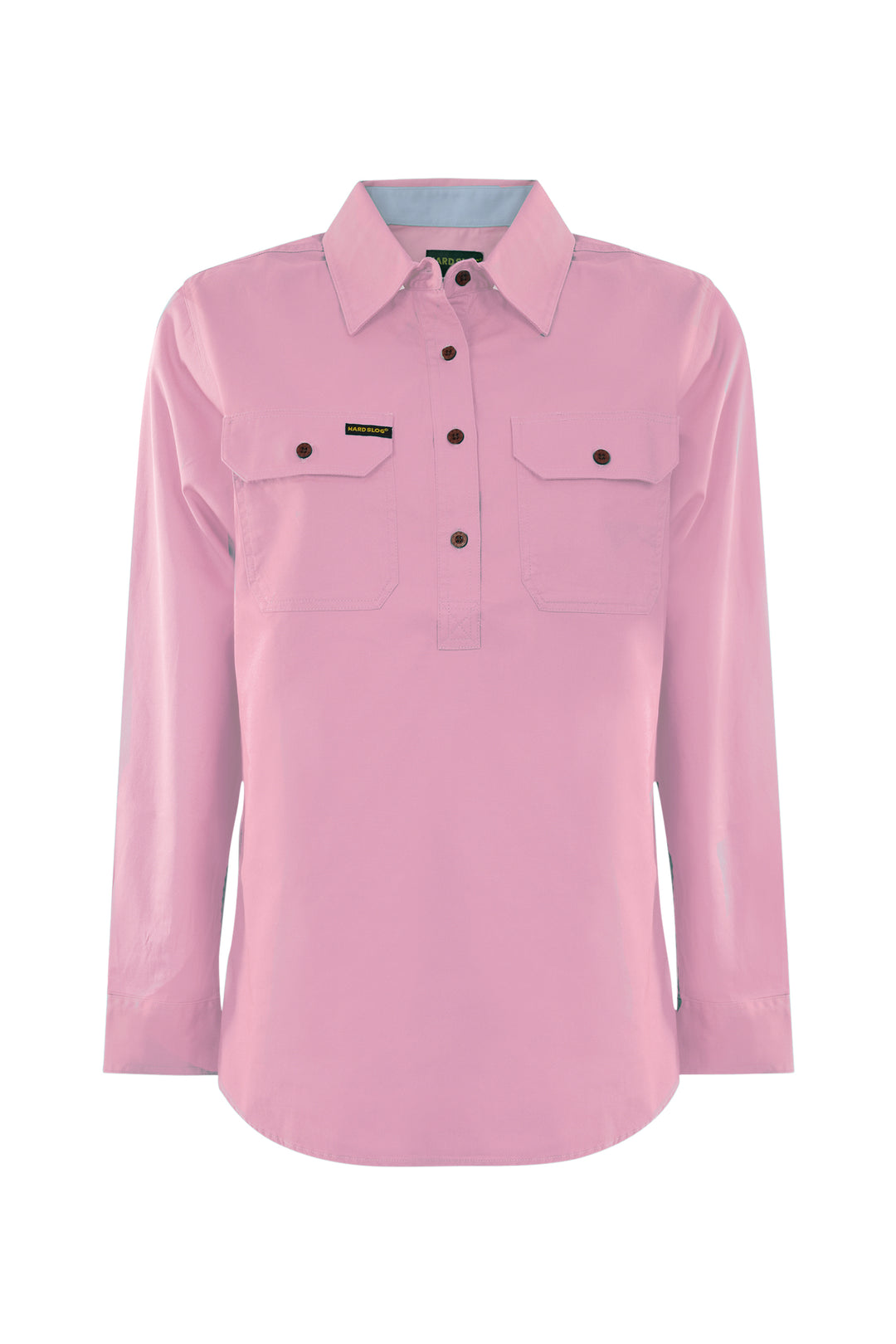 HCP2105002 Women's Half Placket Light Cotton L/S  Pastel Shirt