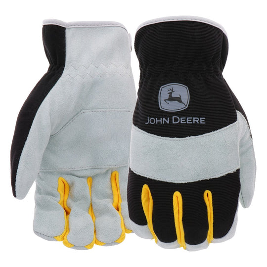 LP74774-John Deere Split Leather Palm-Spandex Back-Black