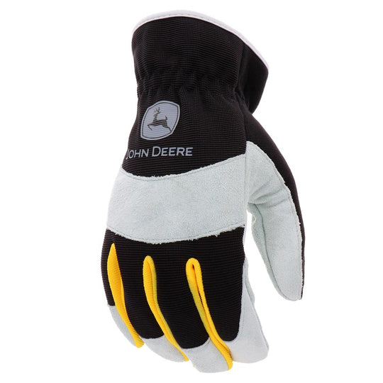 LP74774-John Deere Split Leather Palm-Spandex Back-Black