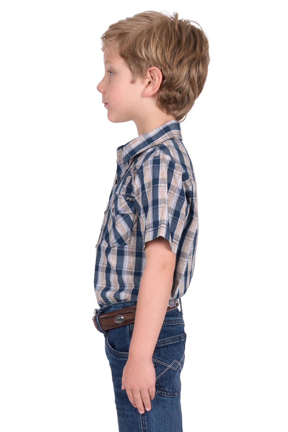 P5S3103075 Boys Peter SS Shirt | Navy/Tan