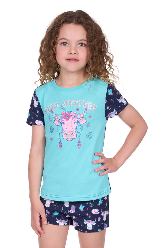P5S5942PJS Girl’s Cowgirl Pyjamas | Navy / Aqua