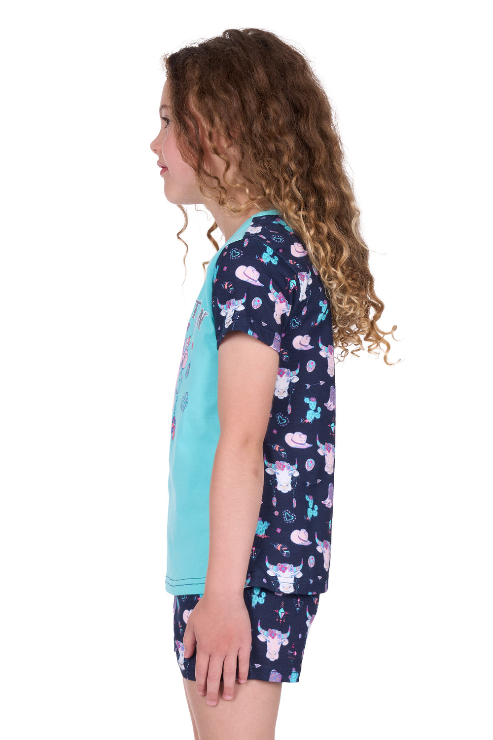 P5S5942PJS Girl’s Cowgirl Pyjamas | Navy / Aqua