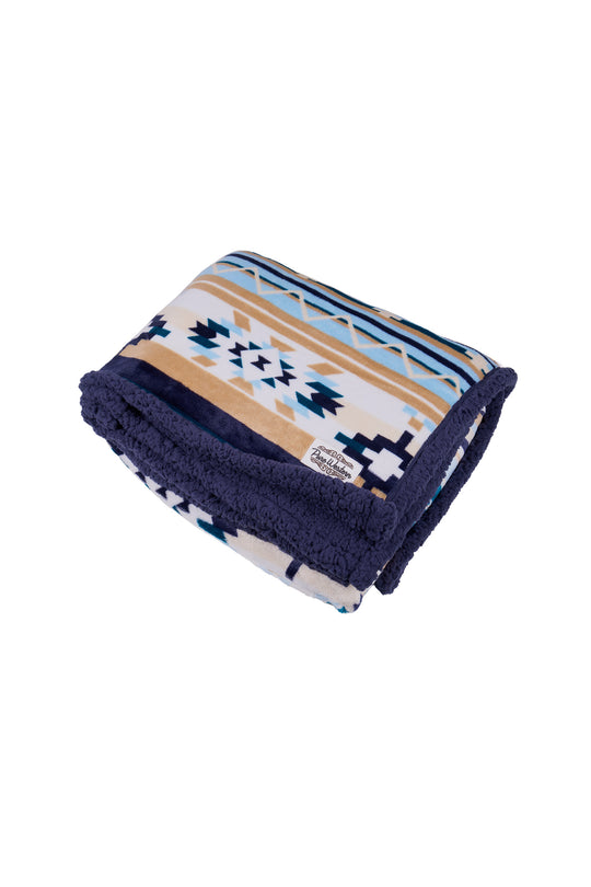 P6W2975RUG Aztec Print Snuggle Rug | natural/Blue