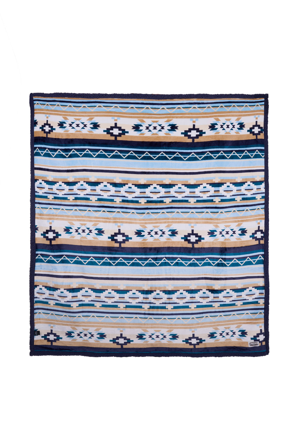 P6W2975RUG Aztec Print Snuggle Rug | natural/Blue