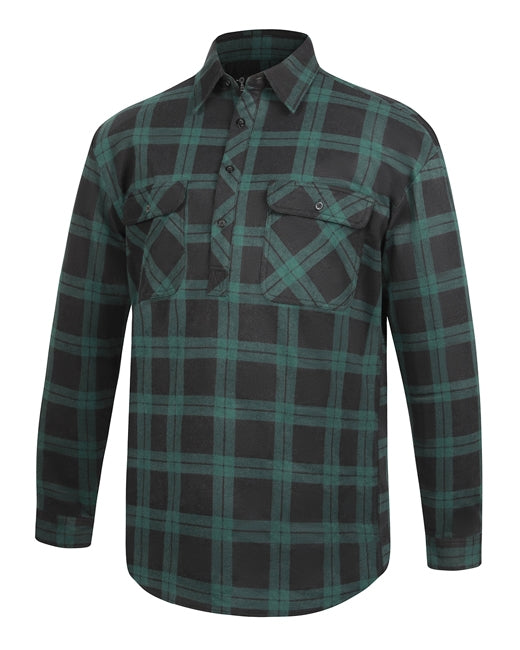 RM123SCF Flannelette Long Sleeve 1/2 Plkt Shirt