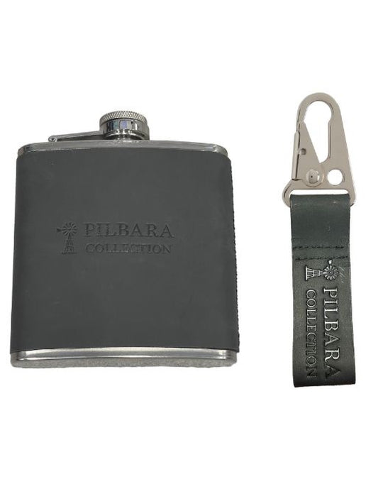RMPA011 Pilbara Leather Keychain & Hip Flask