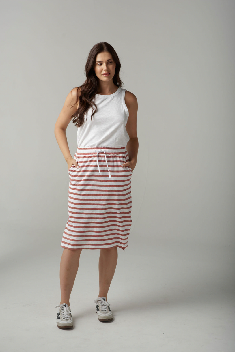 C1557-26-S25 Stripe Draw String Skirt