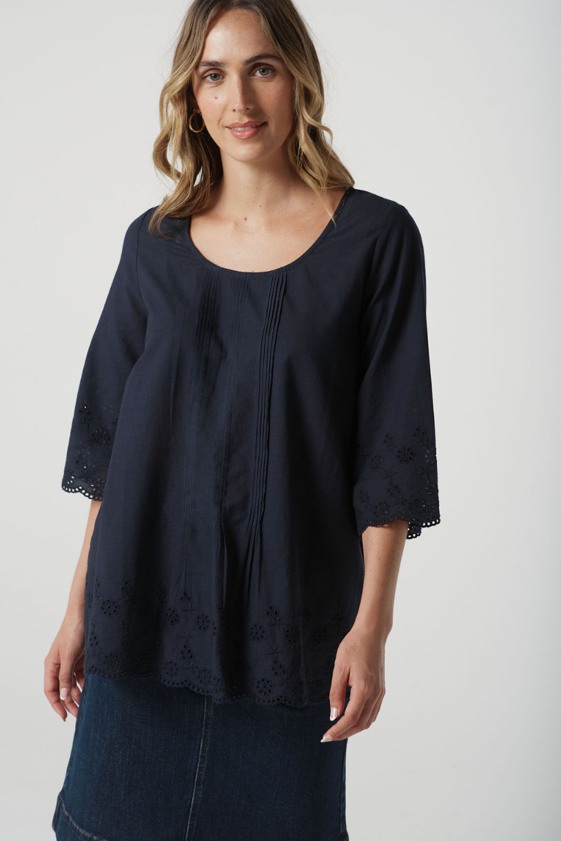 4445-S25 Trapeze Top Dark Navy