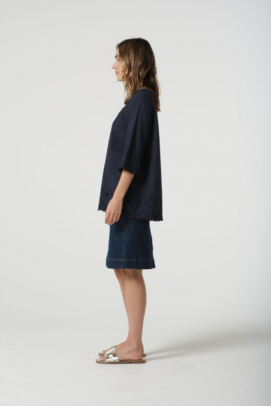 4445-S25 Trapeze Top Dark Navy